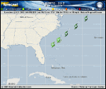 Tropical Storm ALBERTO forecast track map as of National Hurricane Center discussion number 9