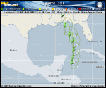 Tropical Storm Alberto forecast track map as of National Hurricane Center discussion number 3