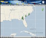 Tropical Depression BERYL forecast track map as of National Hurricane Center discussion number 11