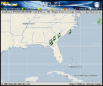 Tropical Depression BERYL forecast track map as of National Hurricane Center discussion number 12