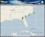 Tropical Depression BERYL forecast track map as of National Hurricane Center discussion number 13