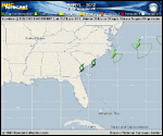 Tropical Depression BERYL forecast track map as of National Hurricane Center discussion number 17