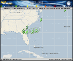 Tropical Storm BERYL forecast track map as of National Hurricane Center discussion number 5
