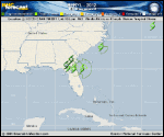 Tropical Storm BERYL forecast track map as of National Hurricane Center discussion number 8
