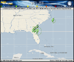 Tropical Storm BERYL forecast track map as of National Hurricane Center discussion number 9