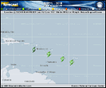 Tropical Storm Beryl forecast track map as of National Hurricane Center discussion number 11