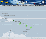 Tropical Storm Beryl forecast track map as of National Hurricane Center discussion number 13