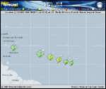 Tropical Storm Beryl forecast track map as of National Hurricane Center discussion number 3