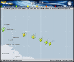 Hurricane Beryl forecast track map as of National Hurricane Center discussion number 5