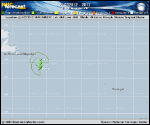 Tropical Depression  forecast track map as of National Hurricane Center discussion number 12