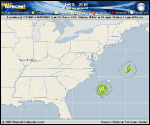 Tropical Storm Chris forecast track map as of National Hurricane Center discussion number 9