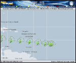 Tropical Storm Bret forecast track map as of National Hurricane Center discussion number 11