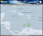 Tropical Depression  forecast track map as of National Hurricane Center discussion number 22