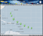 Tropical Storm COLIN forecast track map as of National Hurricane Center discussion number 5