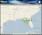 Tropical Storm DEBBY forecast track map as of National Hurricane Center discussion number 10