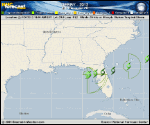 Tropical Storm DEBBY forecast track map as of National Hurricane Center discussion number 13