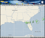 Tropical Storm DEBBY forecast track map as of National Hurricane Center discussion number 14
