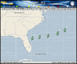 Tropical Depression DEBBY forecast track map as of National Hurricane Center discussion number 17