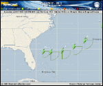 Tropical Depression  forecast track map as of National Hurricane Center discussion number 18