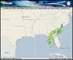 Hurricane Debby forecast track map as of National Hurricane Center discussion number 11