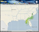 Hurricane Debby forecast track map as of National Hurricane Center discussion number 12