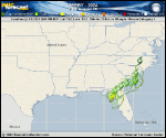 Tropical Storm Debby forecast track map as of National Hurricane Center discussion number 13