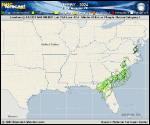 Tropical Storm Debby forecast track map as of National Hurricane Center discussion number 14