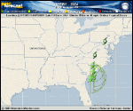 Tropical Storm Debby forecast track map as of National Hurricane Center discussion number 20