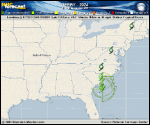 Tropical Storm Debby forecast track map as of National Hurricane Center discussion number 21