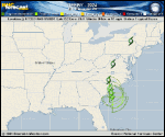 Tropical Storm Debby forecast track map as of National Hurricane Center discussion number 22