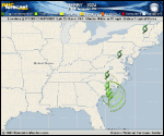 Tropical Storm Debby forecast track map as of National Hurricane Center discussion number 23