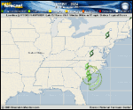 Tropical Storm Debby forecast track map as of National Hurricane Center discussion number 24