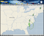 Tropical Storm Debby forecast track map as of National Hurricane Center discussion number 25