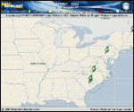 Tropical Depression Debby forecast track map as of National Hurricane Center discussion number 27