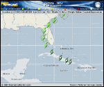 Tropical Depression  forecast track map as of National Hurricane Center discussion number 2