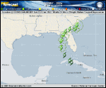 Tropical Storm Debby forecast track map as of National Hurricane Center discussion number 6