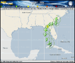 Tropical Storm Debby forecast track map as of National Hurricane Center discussion number 7