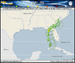 Tropical Storm Debby forecast track map as of National Hurricane Center discussion number 8