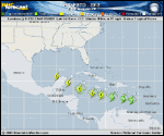 Tropical Storm ERNESTO forecast track map as of National Hurricane Center discussion number 11