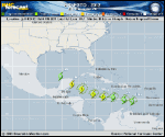 Tropical Storm ERNESTO forecast track map as of National Hurricane Center discussion number 12