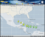 Tropical Storm ERNESTO forecast track map as of National Hurricane Center discussion number 14