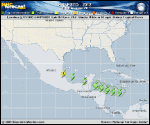 Tropical Storm ERNESTO forecast track map as of National Hurricane Center discussion number 17