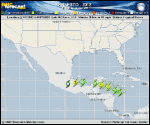 Tropical Storm ERNESTO forecast track map as of National Hurricane Center discussion number 21