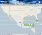 Hurricane ERNESTO forecast track map as of National Hurricane Center discussion number 25