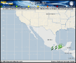 Tropical Storm ERNESTO forecast track map as of National Hurricane Center discussion number 33
