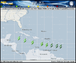 Tropical Depression FIVE forecast track map as of National Hurricane Center discussion number 4