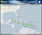 Tropical Storm ERNESTO forecast track map as of National Hurricane Center discussion number 7