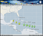 Tropical Storm ERNESTO forecast track map as of National Hurricane Center discussion number 8
