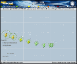 Tropical Storm Erin forecast track map as of National Hurricane Center discussion number 11