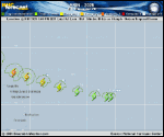 Tropical Storm Erin forecast track map as of National Hurricane Center discussion number 12